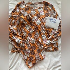 Posh Peanut Donut and Coffee Print Pajama Set
